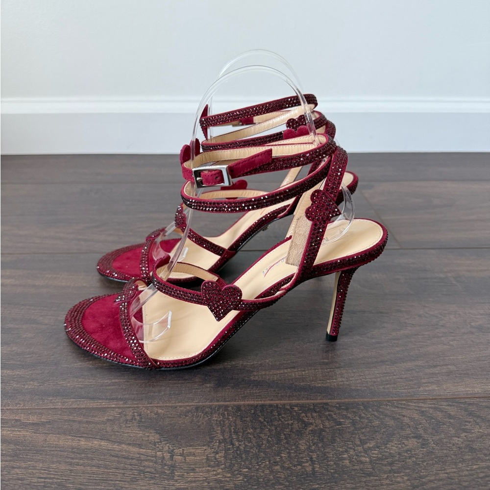 Mach & Mach Petit Coeur 85MM Strass Suede Sandals - Picture 9 of 13